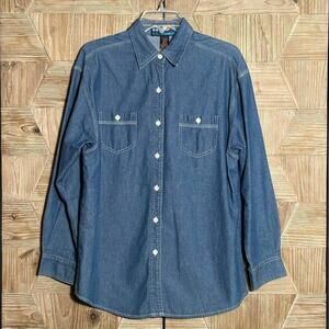 Shaver Lake Women's Denim Long Sleeve Button Front Shirt Size M Western Casual